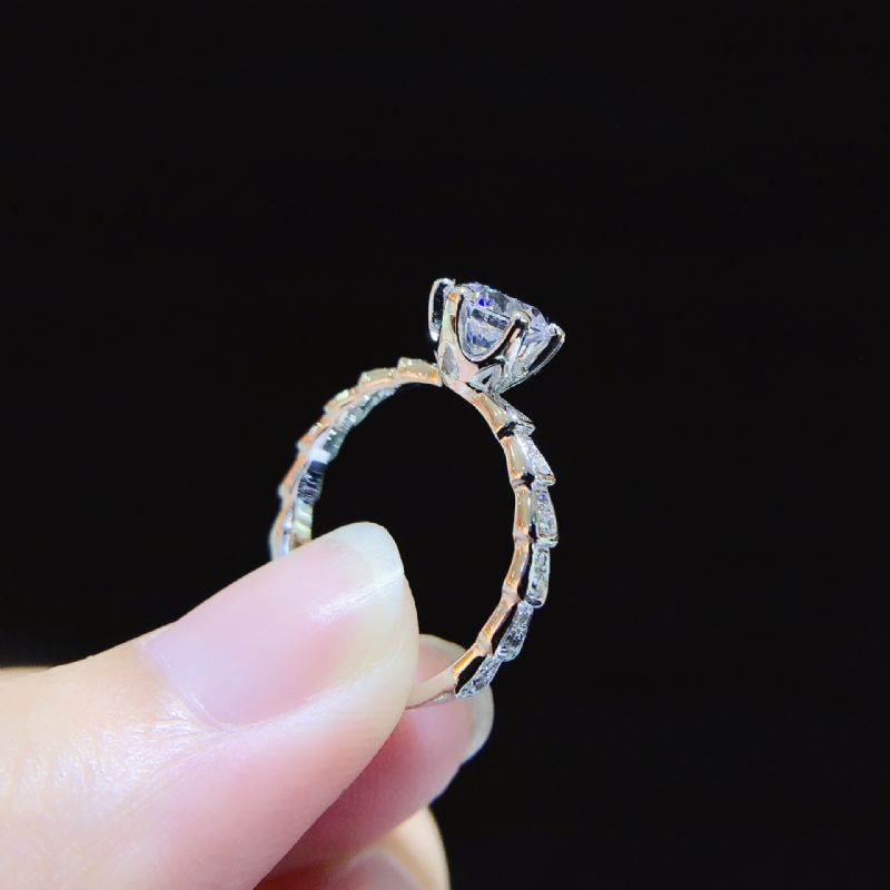 1.0 Ct 925 Argent Plaqué Platine Rond Simulé Promesse De Diamant / Mariage / Bague De Fiançailles Pour Les Femmes Fille Amis Cadeau De La Saint-valentin