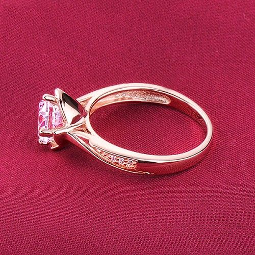 1.2 Carat Simulé Fiançailles / Mariage / Promesse En Or Rose Bague Pour Elle