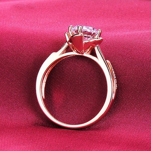 1.2 Carat Simulé Fiançailles / Mariage / Promesse En Or Rose Bague Pour Elle