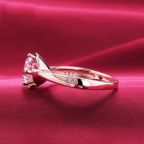 1.2 Carat Simulé Fiançailles / Mariage / Promesse En Or Rose Bague Pour Elle