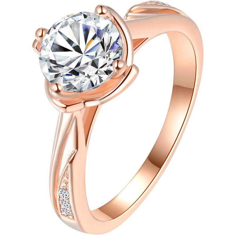 1.2 Carat Simulé Fiançailles / Mariage / Promesse En Or Rose Bague Pour Elle