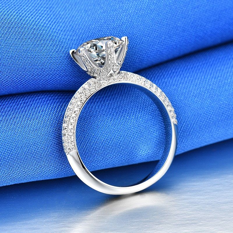 1.5 Ct 3.0 Ct 925 Argent Platine Plaqué Rond Diamant Simulé Promesse / Mariage / Bague De Fiançailles Pour Femmes Fille Amis Cadeau De Saint Valentin