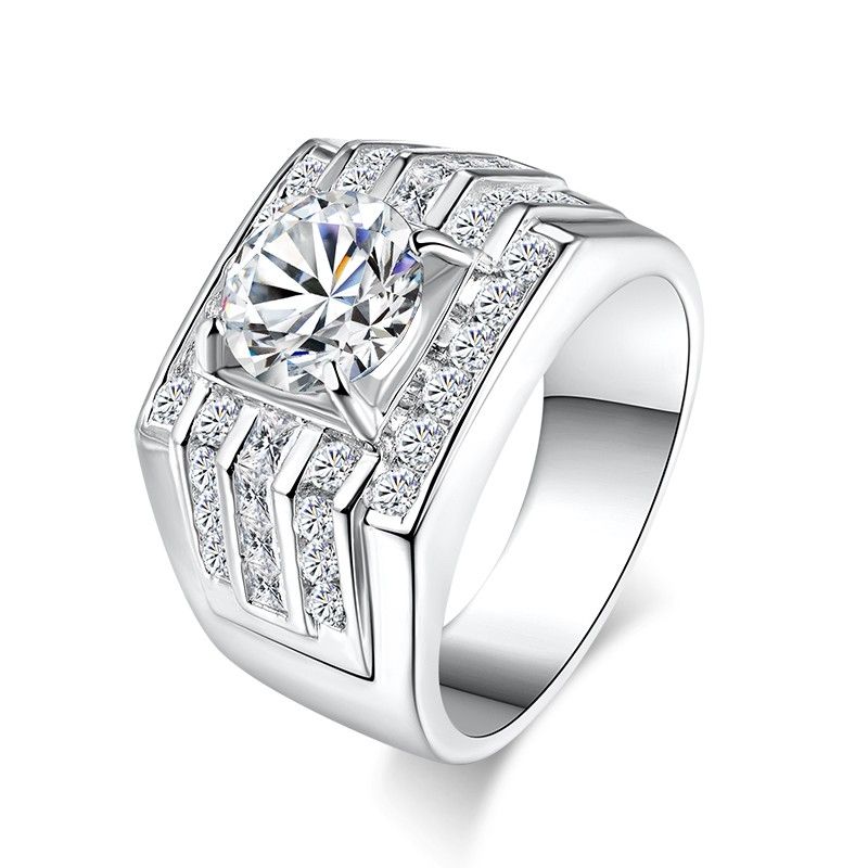 2.0 Carats Simulé Bague De Fiançailles / Mariage / Promesse De Diamant Pour Lui