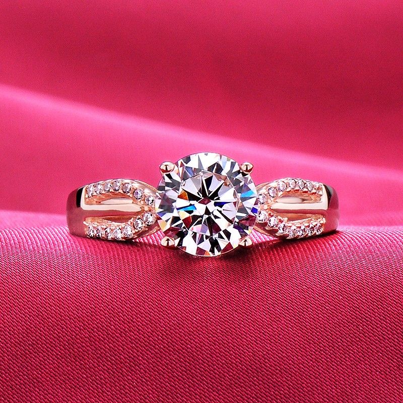 2.0 Carats Simulés De Fiançailles / Mariage / Promesse De Bague En Or Rose Pour Elle