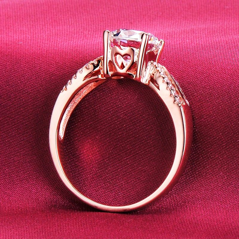 2.0 Carats Simulés De Fiançailles / Mariage / Promesse De Bague En Or Rose Pour Elle