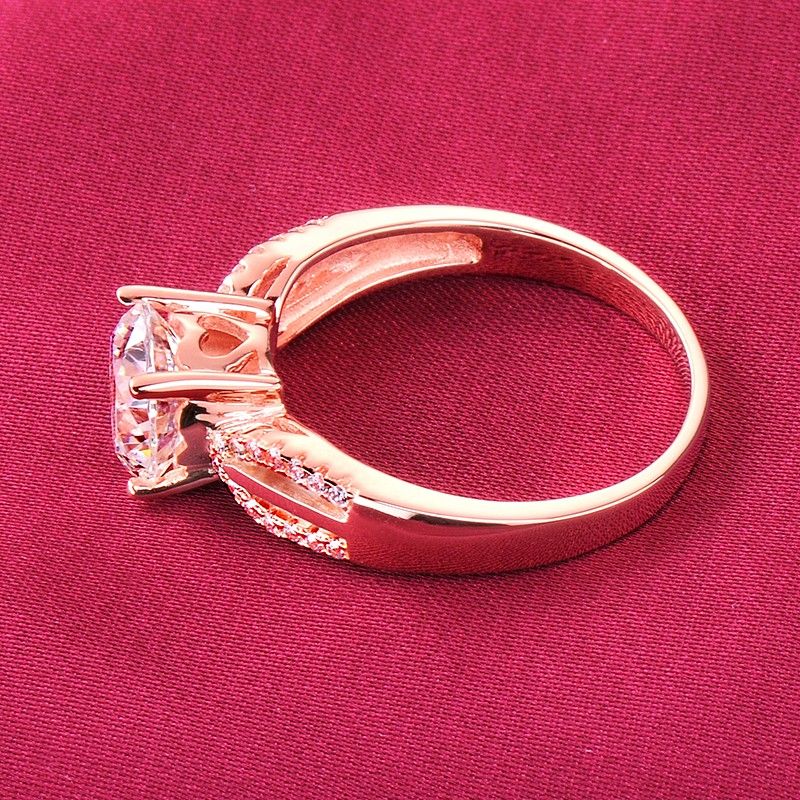 2.0 Carats Simulés De Fiançailles / Mariage / Promesse De Bague En Or Rose Pour Elle