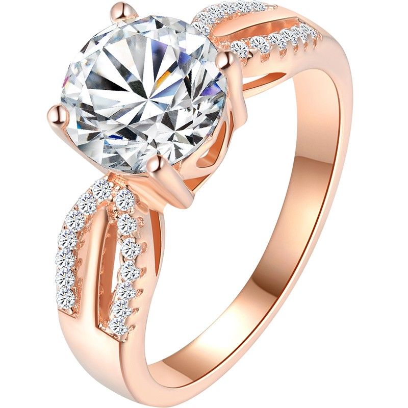 2.0 Carats Simulés De Fiançailles / Mariage / Promesse De Bague En Or Rose Pour Elle