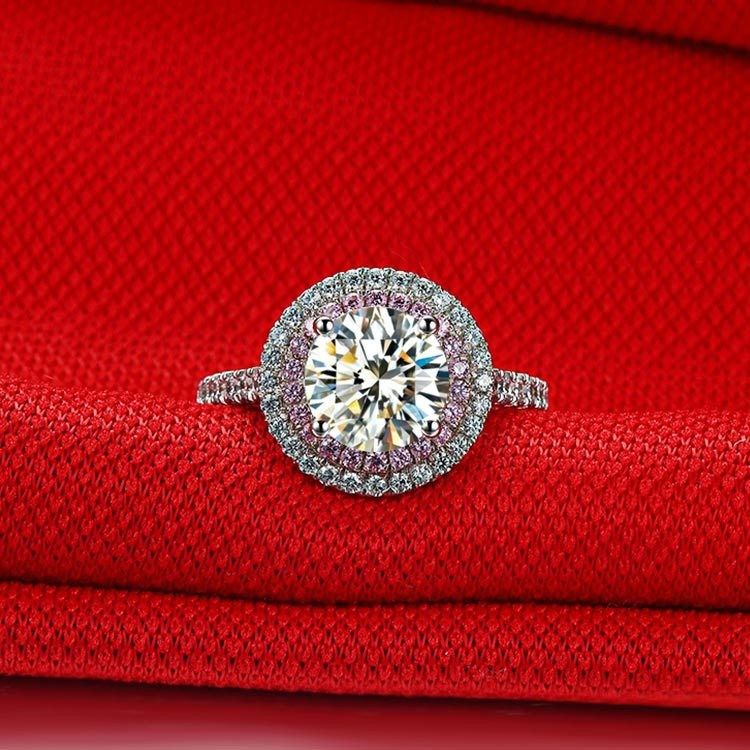 2.0 Ct 925 En Argent Plaqué Platine Rond Simulé Promesse De Diamant / Mariage / Bague De Fiançailles Pour Les Femmes Fille Amis Cadeau De La Saint-valentin