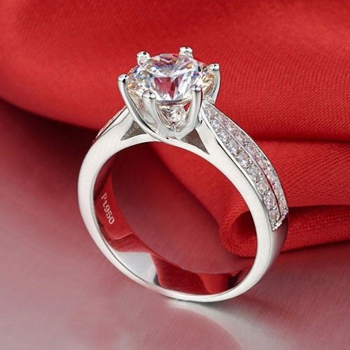 2.0 Ct Coupe Ronde Classique À 6 Broches En Zircone Cubique 925 Bague De Mariage En Argent Sterling Pour Les Femmes