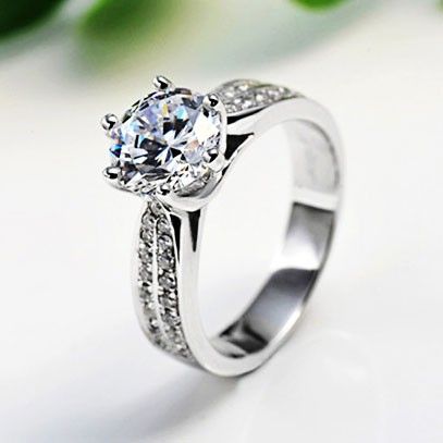 2.0 Ct Coupe Ronde Classique À 6 Broches En Zircone Cubique 925 Bague De Mariage En Argent Sterling Pour Les Femmes