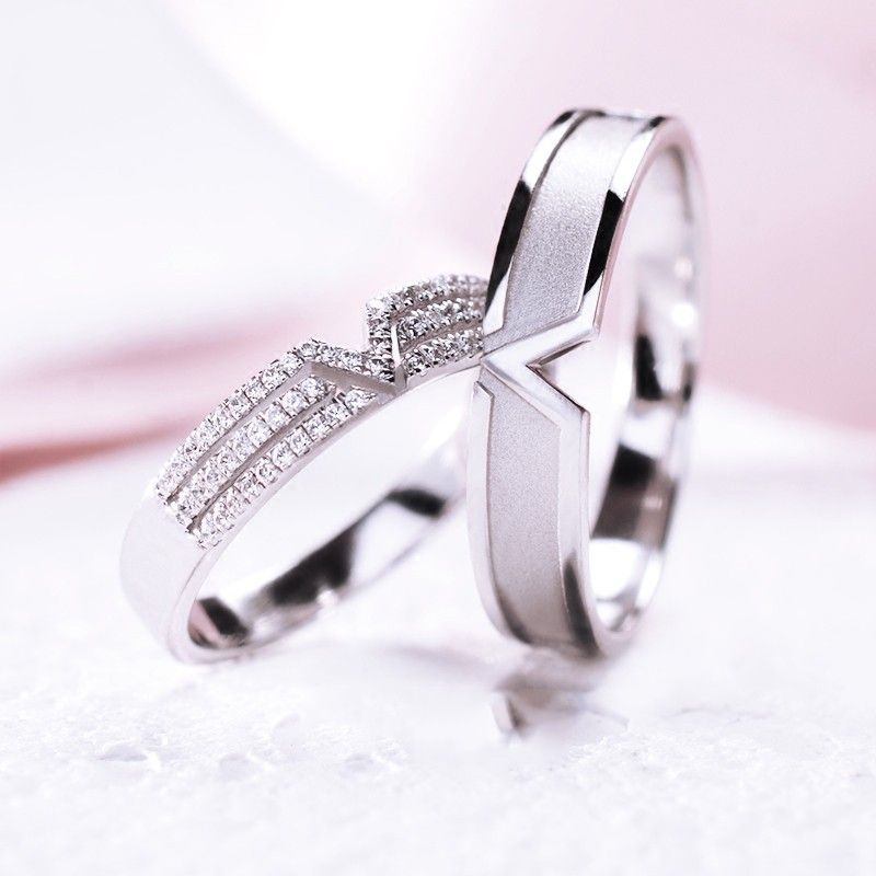 2019 Nouvelles Bagues D'amoureux De Zircone Cubique En Argent Sterling 925 Plaqué Platine