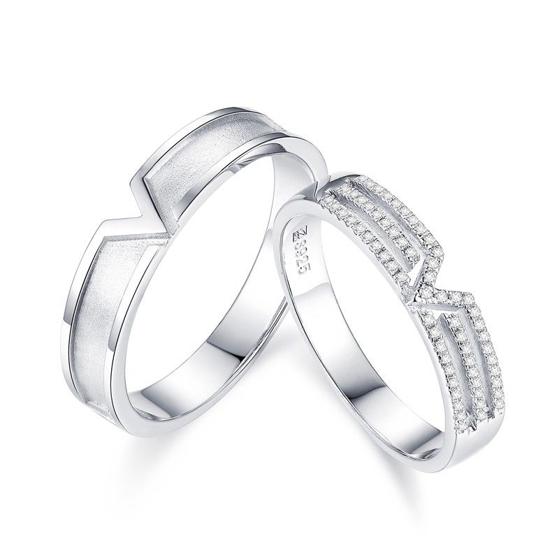 2019 Nouvelles Bagues D'amoureux De Zircone Cubique En Argent Sterling 925 Plaqué Platine