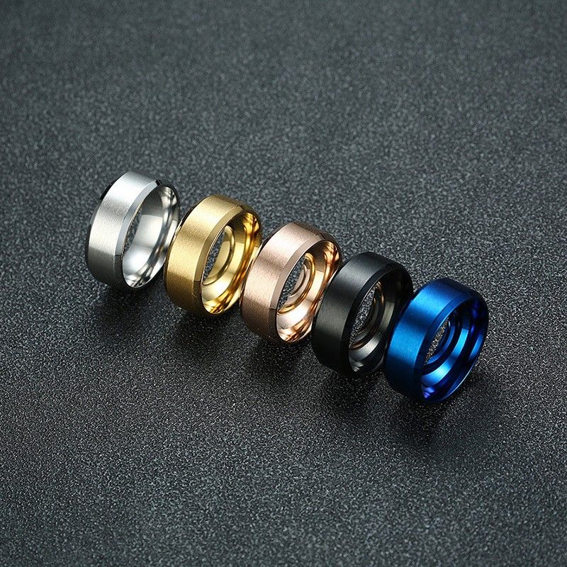 8 Mm Simple Bleu Noir Or Rose Bague En Argent Les Deux Côtés Peuvent Être Gravés Bague Pour Hommes En Acier Au Titane