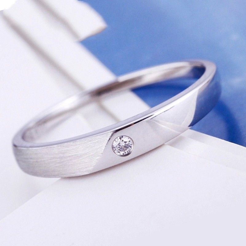 925 Argent Incrusté Lettrage Simple Erreur Bras Pincement Bague De Couple