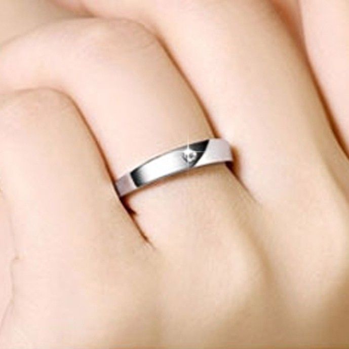 925 Argent Incrusté Lettrage Simple Erreur Bras Pincement Bague De Couple