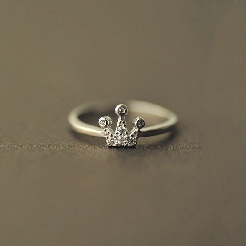 925 Argent Nouvelle Bague Fine Couronne Mignonne