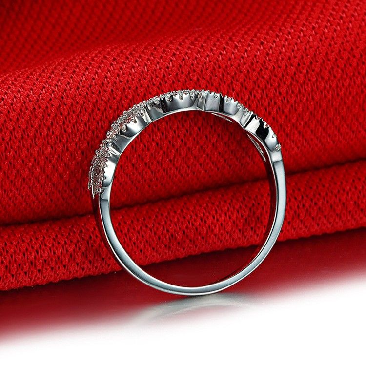 925 Argent Plaqué Platine Rond Simulé Promesse De Diamant / Mariage / Bague De Fiançailles Pour Les Femmes Fille Amis Cadeau De La Saint-valentin