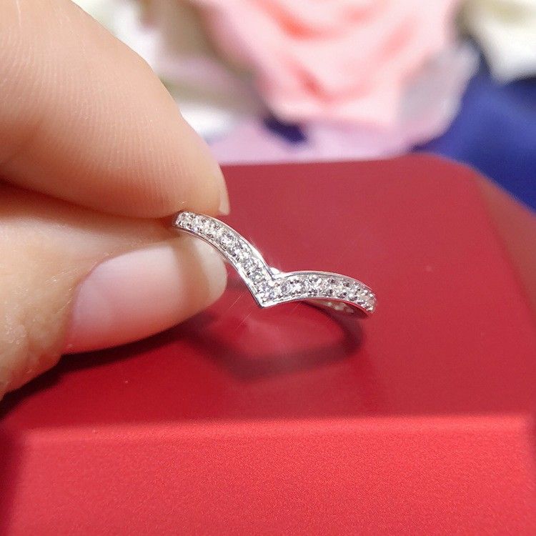 925 Argent Plaqué Platine Rond Simulé Promesse De Diamant / Mariage / Bague De Fiançailles Pour Les Femmes Fille Amis Cadeau De La Saint-valentin