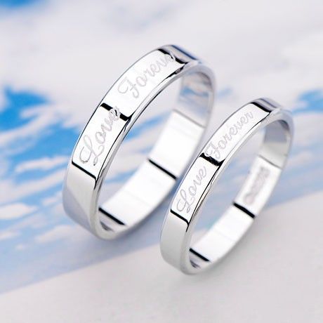 925 Sterling Silver Forever Love Simple Style Couple Anneaux (prix Pour Une Paire)