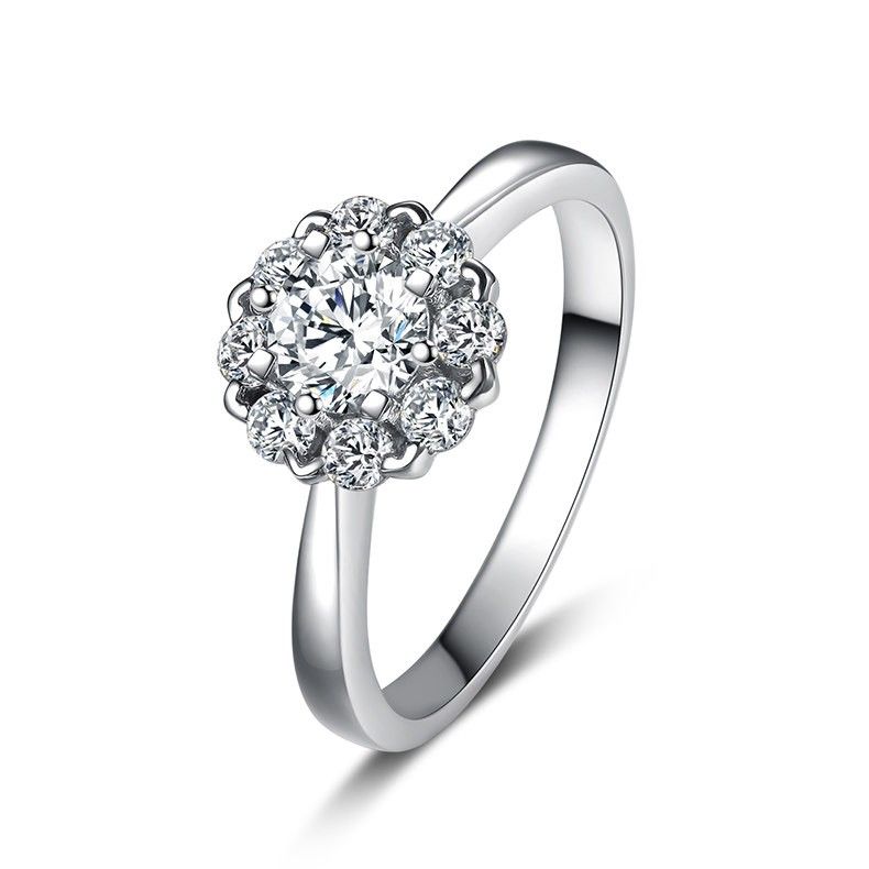 Aime Les Fleurs D'été À Huit Griffes En Argent Sterling Bague De Mariage Pour Femme