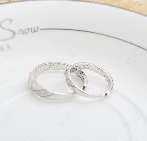 Ajustable En Argent Sterling 925 Avec Anneaux De Couple CZ Pour Amoureux (prix Pour Une Paire)