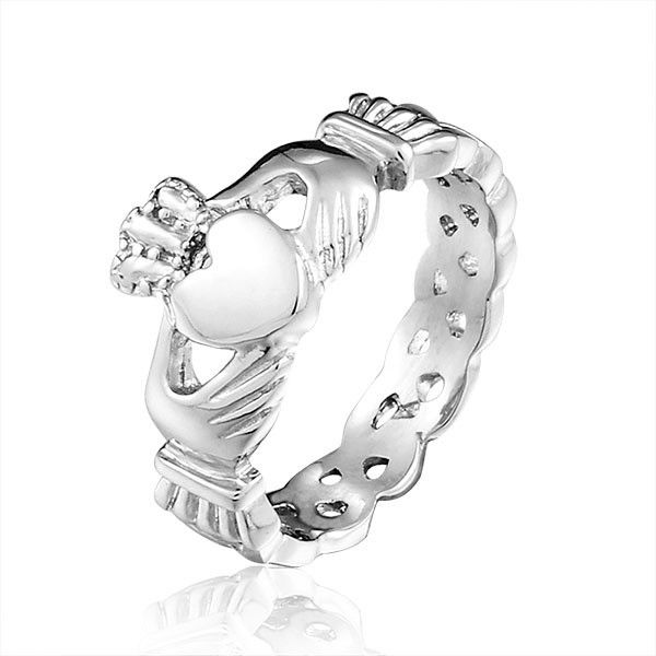 Anneau De Claddagh De Couronne Unisexe En Acier Inoxydable Romantique