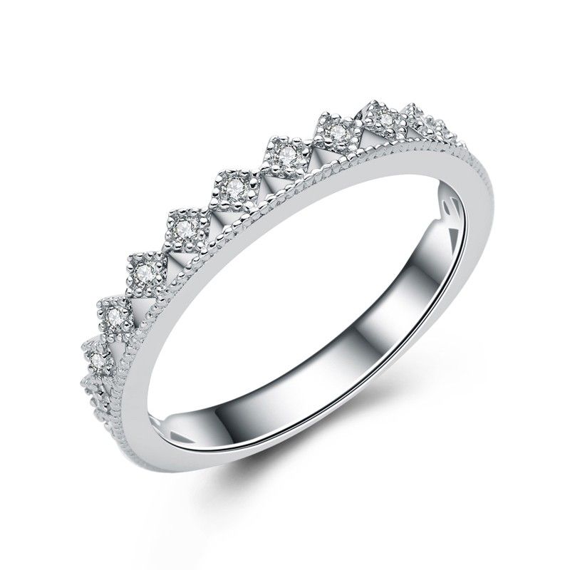 Anneau De Couronne De Charme Romantique En Argent 925 Simple Et Élégant