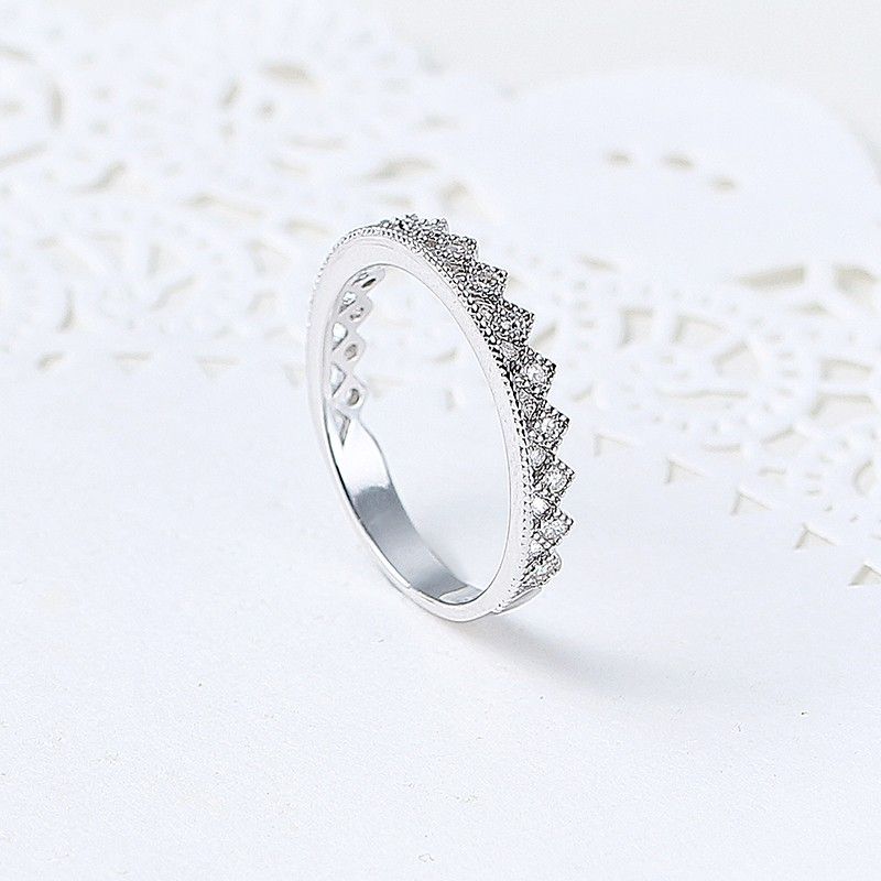 Anneau De Couronne De Charme Romantique En Argent 925 Simple Et Élégant