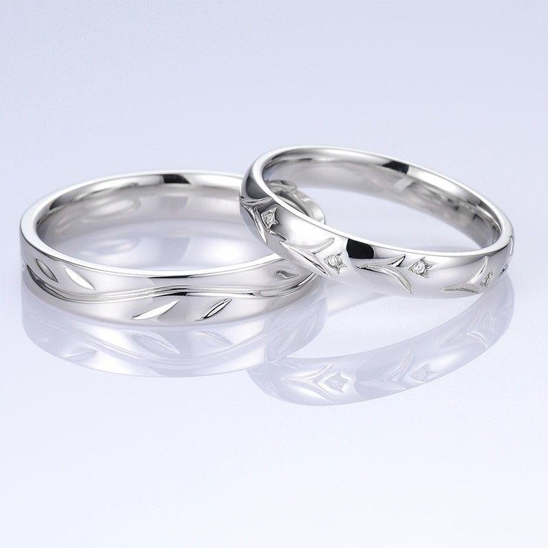 Anneaux De Couple De Lettrage En Argent 925 De Style Classique Simple Et Élégant