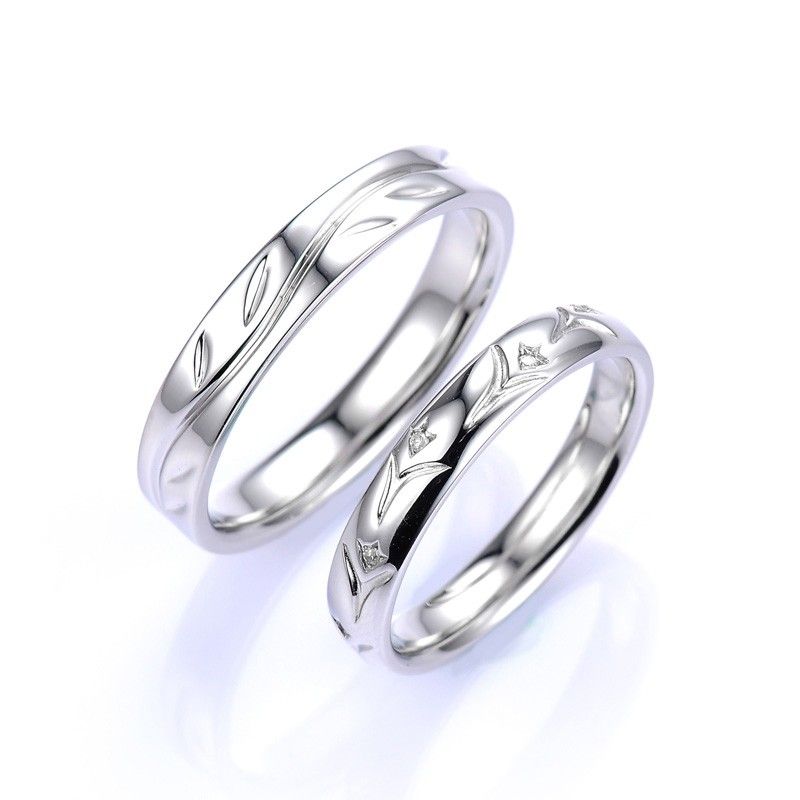 Anneaux De Couple De Lettrage En Argent 925 De Style Classique Simple Et Élégant