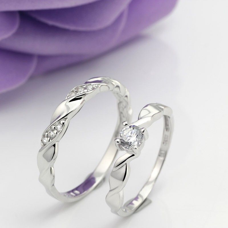 Anneaux De Couple Romantiques En Argent 925