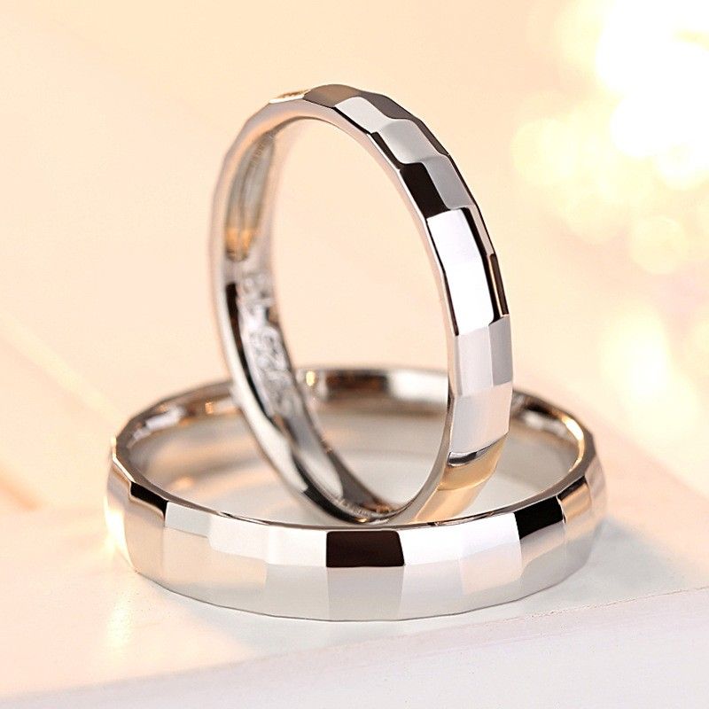 Anneaux De Mariage / Promesse / Couple En Argent Sterling 925 Brillant (prix Pour Une Paire)