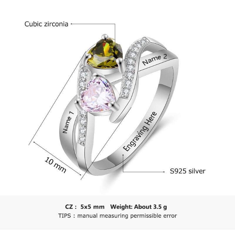 Anneaux De Pierre De Naissance Anneaux De Mères 925 En Argent Sterling Personnalisé De Naissance Famille Cubique Zircone Bague Cadeau De Fête Des Mères