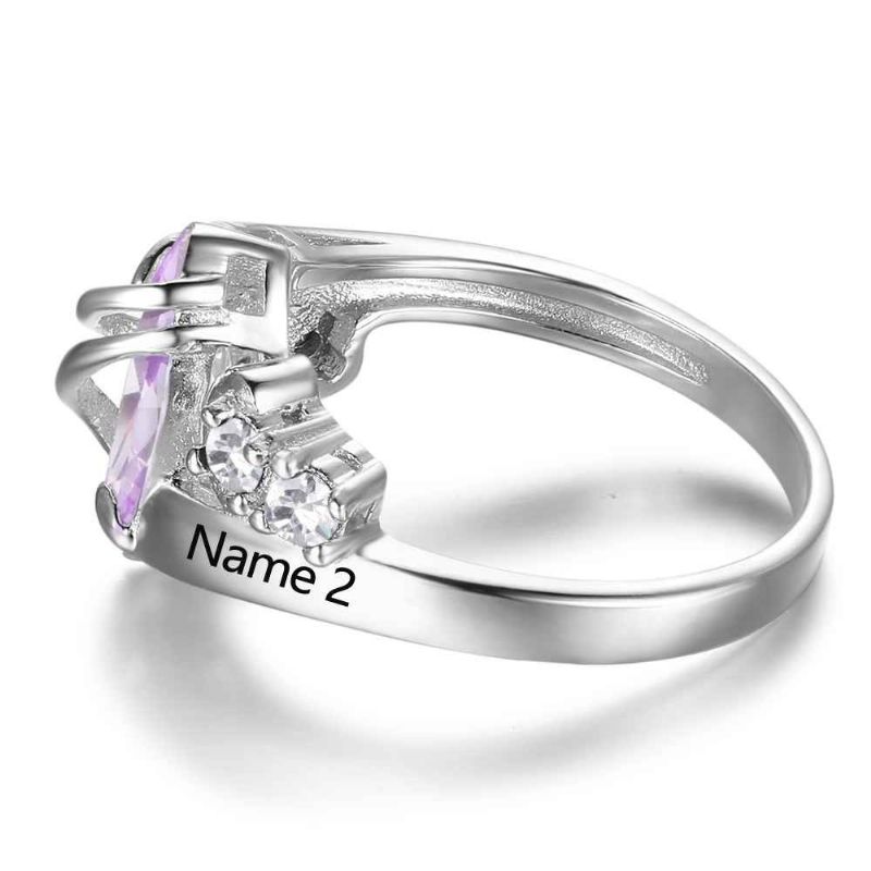 Anneaux De Pierre De Naissance Anneaux De Mères 925 En Argent Sterling Personnalisé Pierre De Naissance Famille Zircon Cubique Bague Cadeau De Fête Des Mères