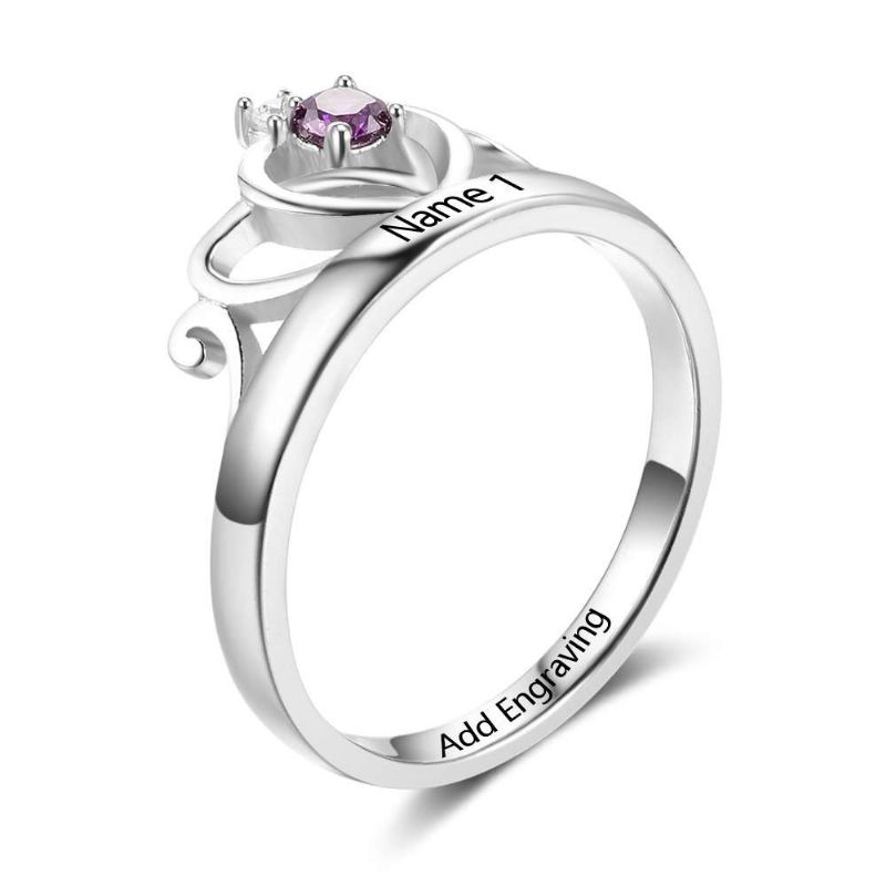 Anneaux De Pierre De Naissance Anneaux De Mères En Argent Sterling 925 Personnalisé Pierre De Naissance Famille Bague Zircon Cubique Cadeau De Fête Des Mères