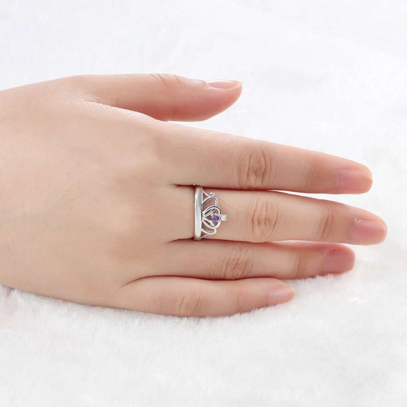 Anneaux De Pierre De Naissance Anneaux De Mères En Argent Sterling 925 Personnalisé Pierre De Naissance Famille Bague Zircon Cubique Cadeau De Fête Des Mères