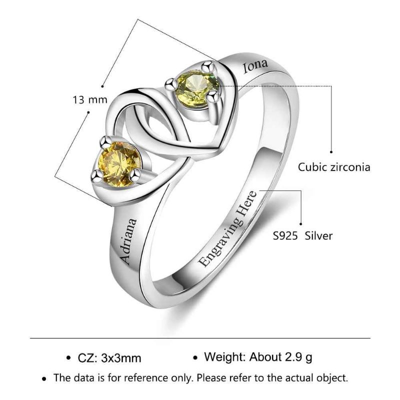 Anneaux De Pierre De Naissance Anneaux De Mères En Argent Sterling 925 Personnalisé Pierre De Naissance Famille Zircon Cubique Bague Cadeau De Fête Des Mères