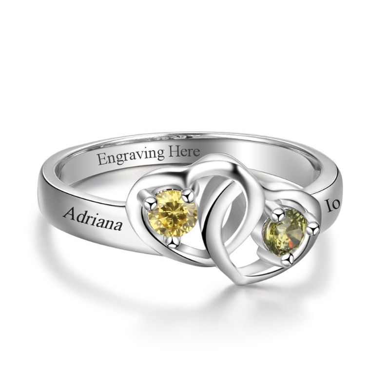 Anneaux De Pierre De Naissance Anneaux De Mères En Argent Sterling 925 Personnalisé Pierre De Naissance Famille Zircon Cubique Bague Cadeau De Fête Des Mères