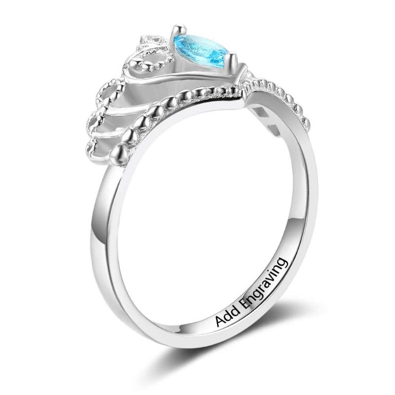 Anneaux De Pierre De Naissance Anneaux De Mères En Argent Sterling 925 Personnalisé Pierre De Naissance Famille Zircon Cubique Bague Cadeau De Fête Des Mères