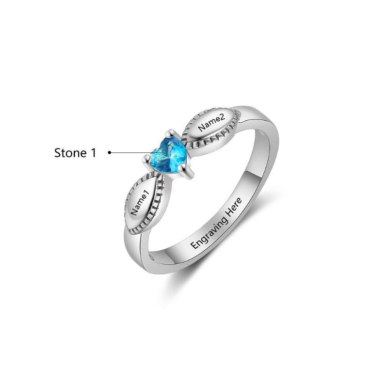 Anneaux De Pierre De Naissance Anneaux De Mères En Argent Sterling 925 Personnalisé Pierre De Naissance Famille Zircon Cubique Bague Cadeau De Fête Des Mères