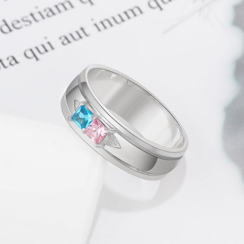 Anneaux De Pierre De Naissance Anneaux De Mères En Argent Sterling 925 Personnalisé Pierre De Naissance Famille Zircon Cubique Bague Cadeau De Fête Des Mères