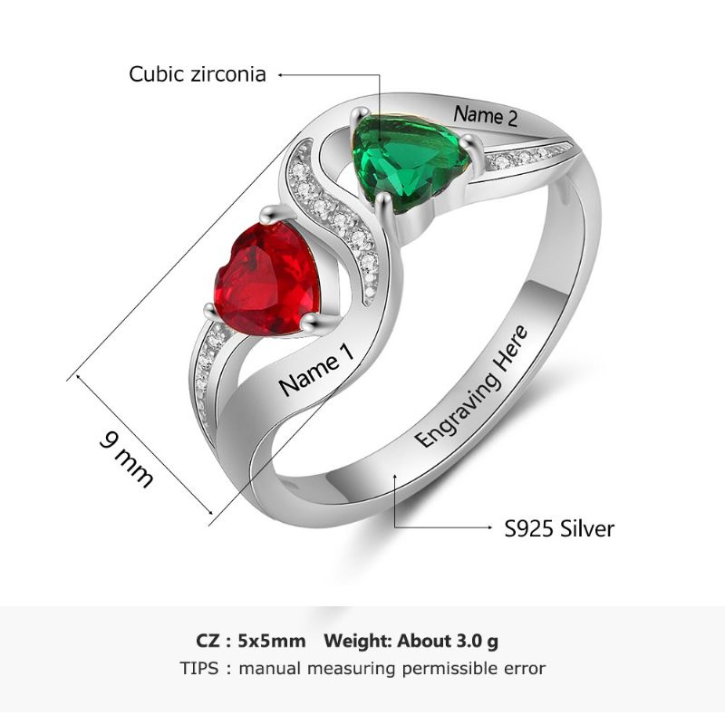 Anneaux De Pierre De Naissance Anneaux De Mères En Argent Sterling 925 Personnalisé Pierre De Naissance Famille Zircon Cubique Bague Cadeau De Fête Des Mères