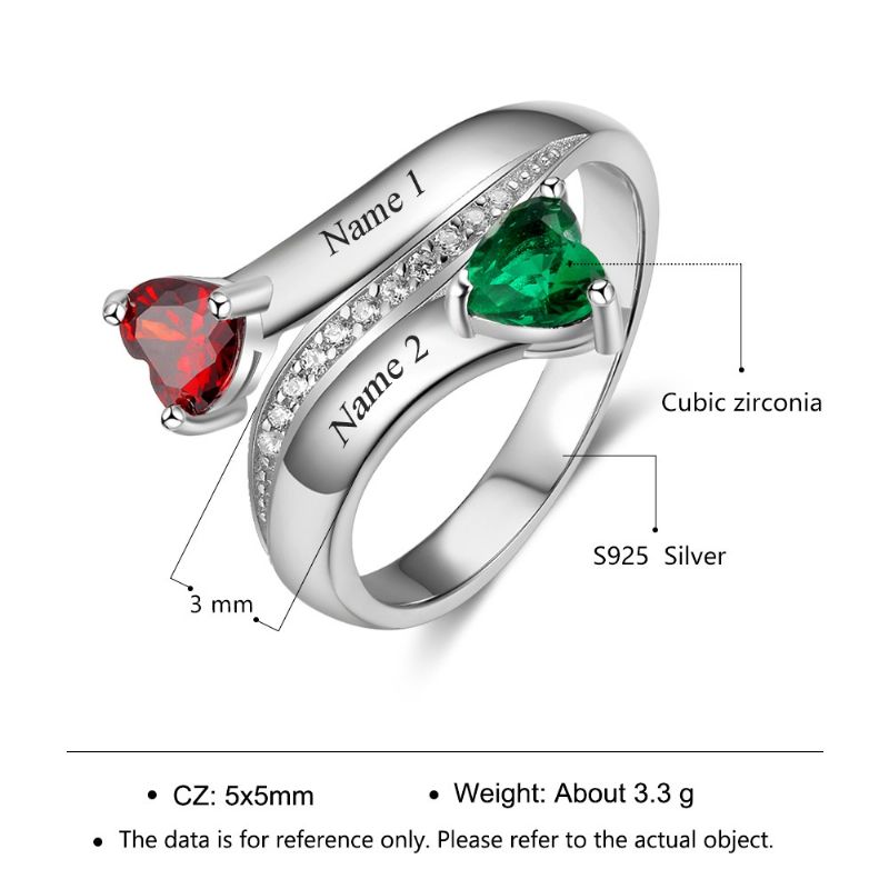 Anneaux De Pierre De Naissance Anneaux De Mères En Argent Sterling 925 Personnalisé Pierre De Naissance Famille Zircon Cubique Bague Cadeau De Fête Des Mères