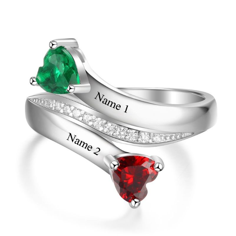 Anneaux De Pierre De Naissance Anneaux De Mères En Argent Sterling 925 Personnalisé Pierre De Naissance Famille Zircon Cubique Bague Cadeau De Fête Des Mères