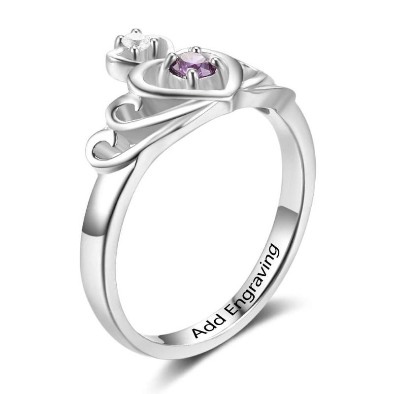 Anneaux De Pierre De Naissance Anneaux De Mères En Argent Sterling 925 Personnalisé Pierre De Naissance Famille Zircon Cubique Bague Cadeau De Fête Des Mères