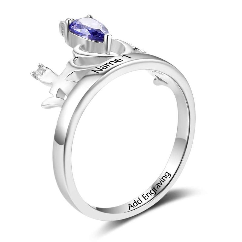 Anneaux De Pierre De Naissance Anneaux De Mères En Argent Sterling 925 Personnalisé Pierre De Naissance Famille Zircon Cubique Bague Cadeau De Fête Des Mères