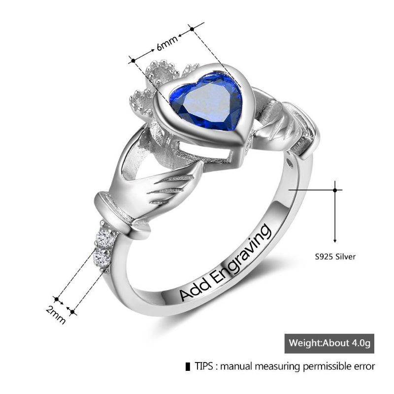 Anneaux De Pierre De Naissance Anneaux De Mères En Argent Sterling 925 Personnalisé Pierre De Naissance Famille Zircon Cubique Bague Cadeau De Fête Des Mères