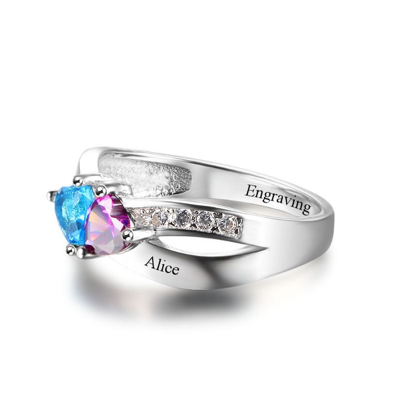 Anneaux De Pierre De Naissance Anneaux De Mères En Argent Sterling 925 Personnalisé Pierre De Naissance Famille Zircon Cubique Bague Cadeau De Fête Des Mères