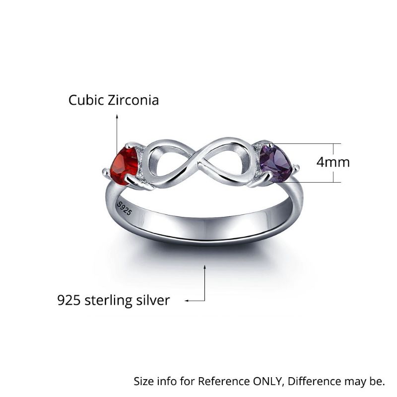 Anneaux De Pierre De Naissance Anneaux De Mères En Argent Sterling 925 Personnalisé Pierre De Naissance Famille Zircon Cubique Bague Cadeau De Fête Des Mères