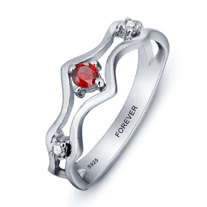 Anneaux De Pierre De Naissance Anneaux De Mères En Argent Sterling 925 Personnalisé Pierre De Naissance Famille Zircon Cubique Bague Cadeau De Fête Des Mères